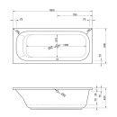 Rechteck Whirlpool Sanibay Tirano links, 170x75cm, mit Whirlpoolsystem MAXI DELUXE