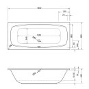 Rechteck Whirlpool Sanibay Schio, 170x75cm, mit Whirlpoolsystem MAXI DELUXE