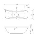 Rechteck Whirlpool Sanibay Schio, 170x75cm, mit Whirlpoolsystem COMFORT