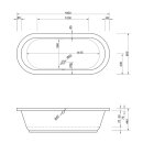 Ovaler Whirlpool Sanibay Rhone, 180x80cm, mit Whirlpoolsystem MAXI DELUXE