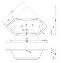 Sechseck Whirlpool Sanibay Faido, 190x80cm, mit...