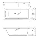 Rechteckwhirlpool Sanibay Civita links, 170x75cm, mit Whirlpoolsystem MAXI DELUXE