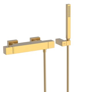 Tres Cuadro Exclusive, Thermostat Brausebatterie, 24k Gold matt
