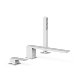 Tres Cuadro Exclusive, Einhebel Wannenrandbatterie, weiss matt