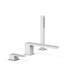 Tres Cuadro Exclusive, Einhebel Wannenrandbatterie, weiss matt