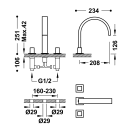 Tres Cuadro Exclusive, Zweigriff-Standarmatur,...