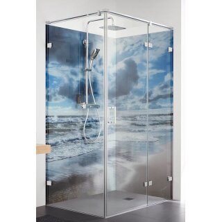 HSK Atlier Plan Pur Drehtür an Nebenteil mit Seitenwand im Sondermaß, bis 100cm, bis 100cm, edelstahl-Look