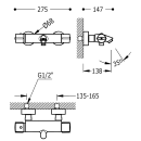 Tres Alplus, Thermostat Wannenbatterie, chrom