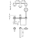 Tres Lex-Tres, Einhebel Wannenrandbatterie 3 Loch, chrom