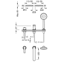 Tres Lex-Tres, Einhebel Wannenrandbatterie 3 Loch,...
