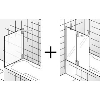 HSK K2 Badewannenaufsatz 1 festes Nebenteil + 1 bewegliches Element mit Seitenwand