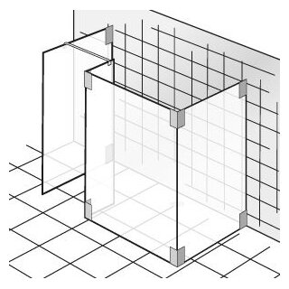 HSK Walk In K2 1 Glaselement mit Seitenwand und Seitenteil + freihstehende Seitenwand