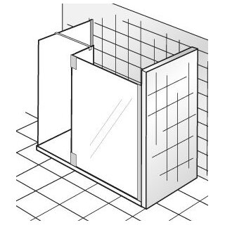 HSK Walk In K2P 1 Glaselement mit Seitenteil + freihstehende Seitenwand