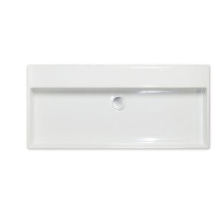 RepaBad Keramikwaschbecken Serie Genf 100, 1000 x 450 x 110 mm (Aufsatzwaschtisch wandanliegend oder wandhängende Montage)