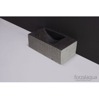 Forzalaqua Stein Waschbecken, VENETIA XS BLUESTONE GEMEISSELT 29X16X10CM 1XØ36MM, R