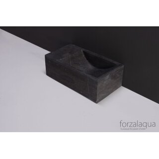 Forzalaqua Stein Waschbecken, VENETIA XS BLUESTONE MATT GESCHLIFFEN 29X16X10CM 1XØ36MM, L