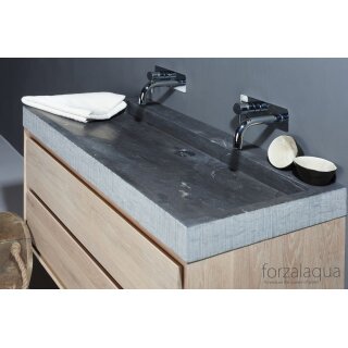 Forzalaqua Stein Waschbecken, PALERMO BLUESTONE GEMEISSELT 120,5X51,5X9CM 0XØ36MM