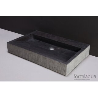 Forzalaqua Stein Waschbecken, PALERMO BLUESTONE GEMEISSELT 80,5X51,5X9CM 2XØ36MM
