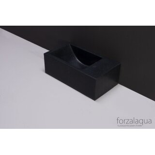 Forzalaqua Stein Waschbecken, VENETIA XS GRANIT MATT GESCHLIFFEN 29X16X10CM, R mit Hahnloch