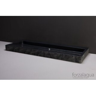 Forzalaqua Stein Waschbecken, PALERMO GRANIT GESPITZT 120,5X51,5X9CM mit zwei Hahnlöchern