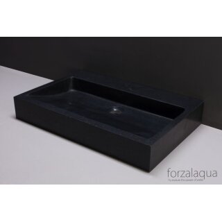 Forzalaqua Stein Waschbecken, PALERMO GRANIT MATT GESCHLIFFEN 80,5X51,5X9CM mit zwei Hahnlöchern