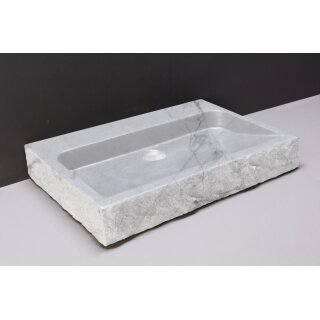 Forzalaqua Stein Waschbecken, PALERMO CARRARA MARMOR POLIERT&GESPITZT 80,5X51,5X9CM