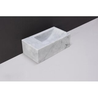 Forzalaqua Stein Waschbecken, VENETIA XS CARRARA MARMOR POLIERT 29X16X10CM, L mit Hahnloch