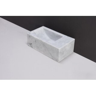 Forzalaqua Stein Waschbecken, VENETIA XS CARRARA MARMOR POLIERT 29X16X10CM, R mit Hahnloch
