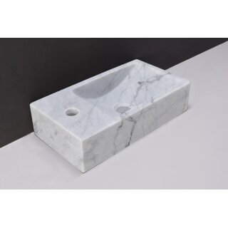 Forzalaqua Stein Waschbecken, VENETIA CARRARA POLIERT 40X22X10CM, L