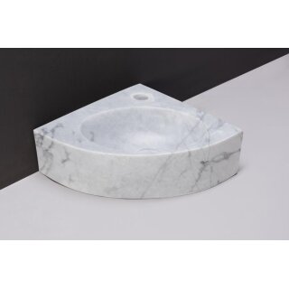 Forzalaqua Stein Waschbecken, TURINO CARRARA POLIERT 30X30X10CM mit Hahnloch