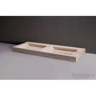 Forzalaqua Stein Waschbecken, BELLEZZA DOPPIO TRAVERTIN MATT GESCHLIFFEN 140,5X51,5X9CM