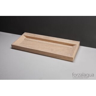 Forzalaqua Stein Waschbecken, BELLEZZA TRAVERTIN MATT GESCHLIFFEN 100,5X51,5X9CM mit Hahnloch