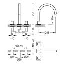 Tres Cuadro-Tres, Zweigriff-Standarmatur, chrom