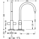 Tres Cuadro-Tres, Zweigriff-Waschtischbatterie, chrom