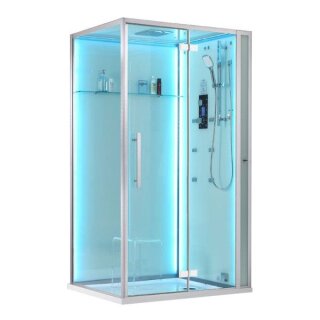 EAGO Dampfdusche DZ990-1F12 mit Duschtasse weiß 120x90 rechts