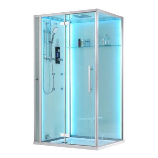 EAGO Dampfdusche DZ990-1F12 mit Duschtasse weiß 120x90 links