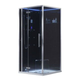 EAGO Dampfdusche DZ989F12 mit Duschtasse schwarz 100x100 links