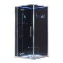 EAGO Dampfdusche DZ989F12 mit Duschtasse schwarz 100x100 links