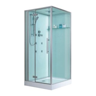 EAGO Dusche D989 mit Duschtasse weiß 100x100 links