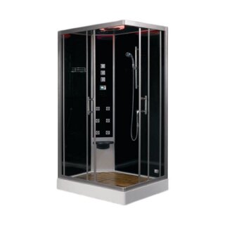 EAGO Dampfdusche DZ954F8 schwarz 100x80 links