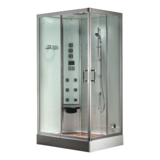 EAGO Dampfdusche DZ954F8 weiß 100x80 links