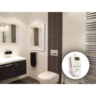 Howatech Infrarot Glasheizkörper mit Steckdosenthermostat 60x120cm 1050 Watt Spiegel