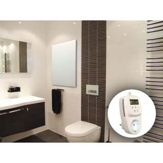 Howatech Infrarot Glasheizkörper mit Steckdosenthermostat 60x100cm 850 Watt weiß
