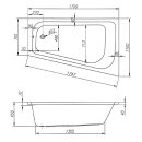 Sia asymmetrische Wanne 170x110x70cm links