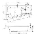 Sia asymmetrische Wanne 170x110x70cm rechts