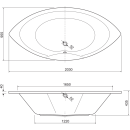 Oval-Badewanne Memmert 203x95x43cm