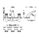Tres Ese-23, Waschtisch Dreilochbatterie, chrom