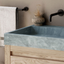 Forzalaqua Badmöbel-Set Helsinki Bluestone scharriert, Gela 2.0, Rauch + Spiegel
