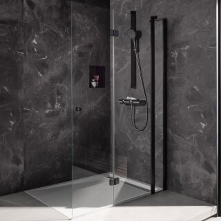 HSK Exklusiv 2.0 Walk In Drehfalttür pendelbar an Nebenteil 100 cm Gunmetal gebürstet Links