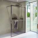 RIHO Lucid 400 - Walk-In-Dusche (schwarz matt) 180 cm